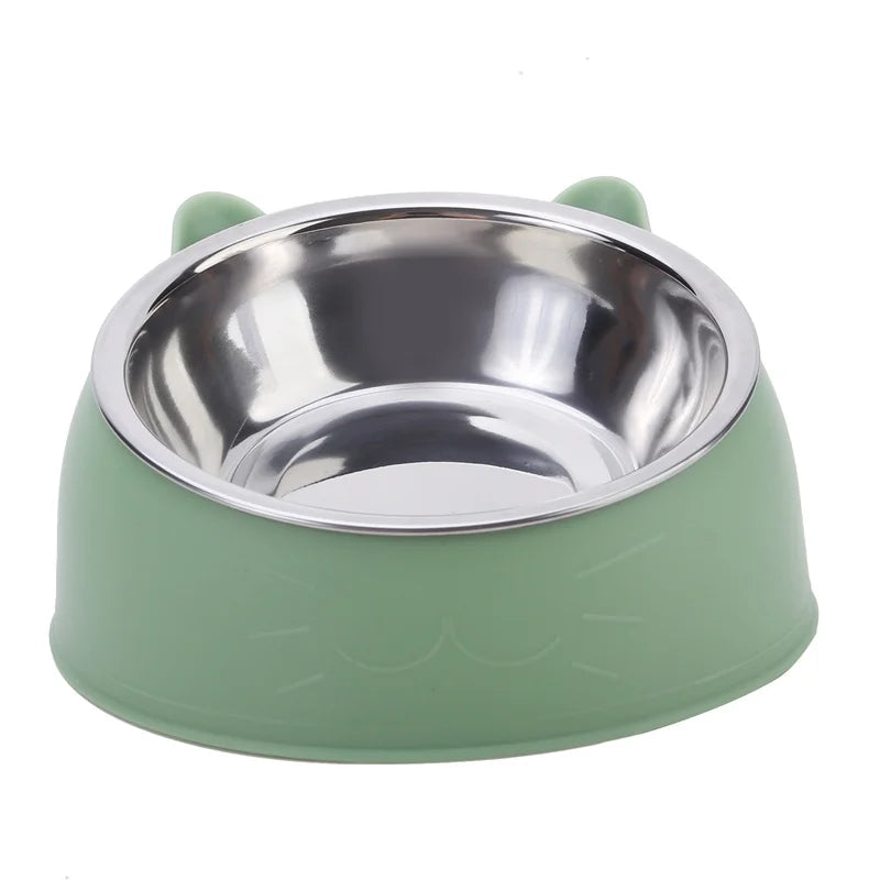 Tilted Pet Food Bowl – Creative Stainless Steel Cat & Dog Feeder