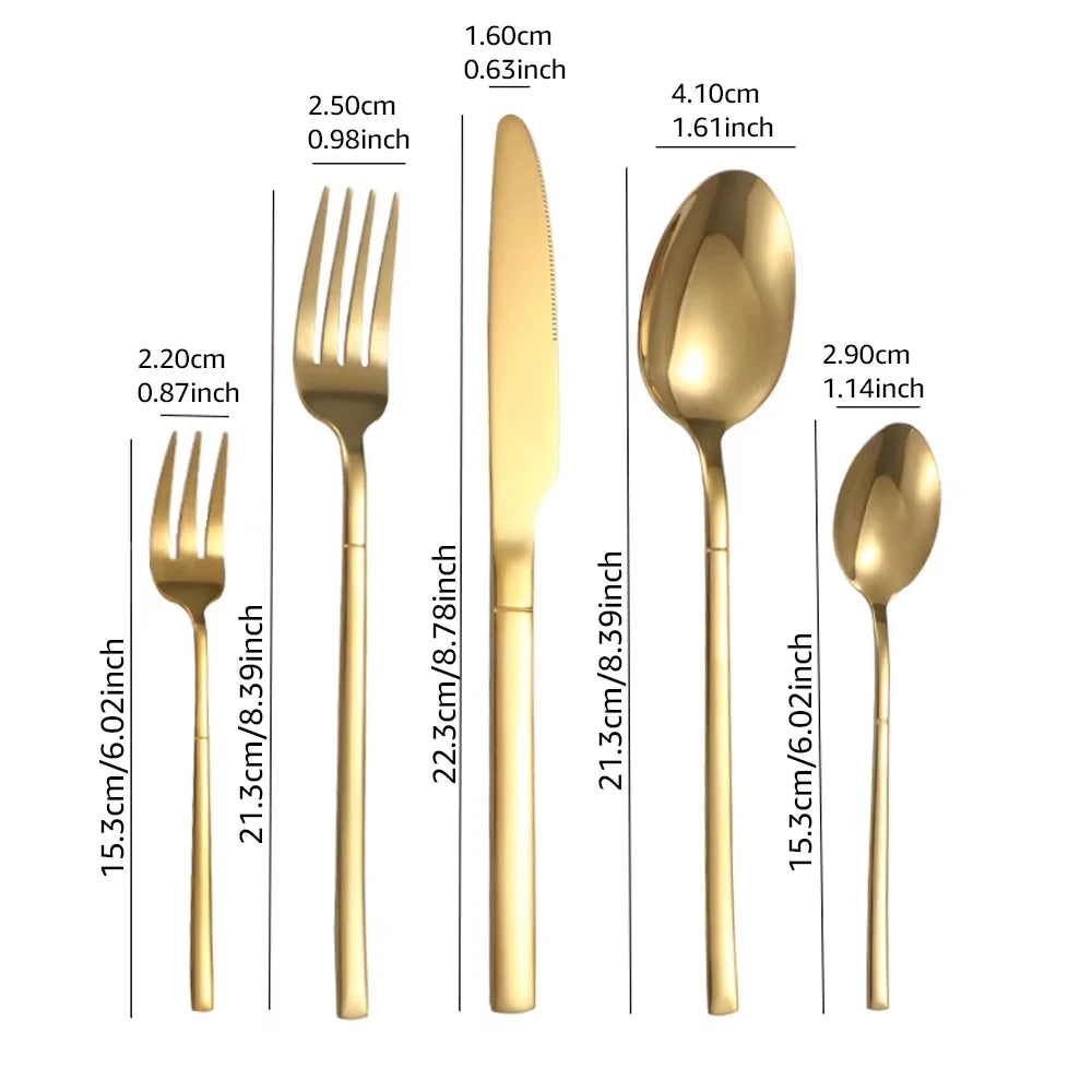 30-Piece Gold Stainless Steel Cutlery Set – Service for 6, Dishwasher Safe
