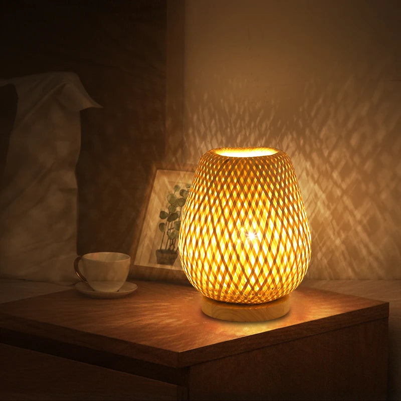 Minimalist Bamboo Woven Book Lamp – Eco Desk / Bedside Light