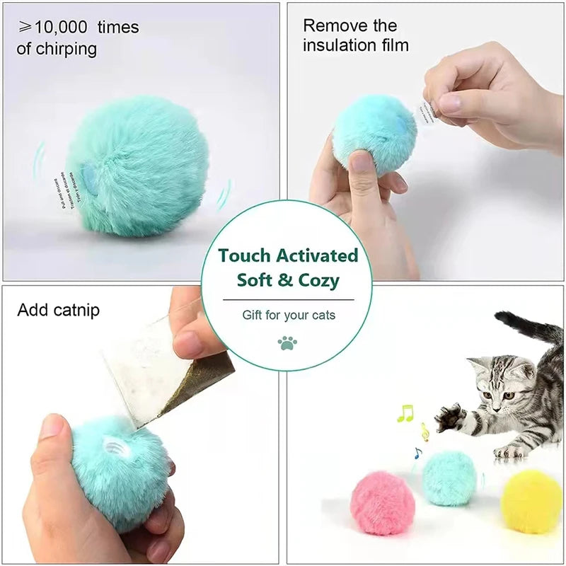 Interactive LED Plush Smart Cat Toy Ball – Electric Rolling Catnip Training Toy
