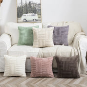 1pc Boho Faux Fur Plush Throw Pillow Covers, Cream White, Luxury SoftFluffy Decorative Cushion Cover Pillowcase for Sofa, Couch