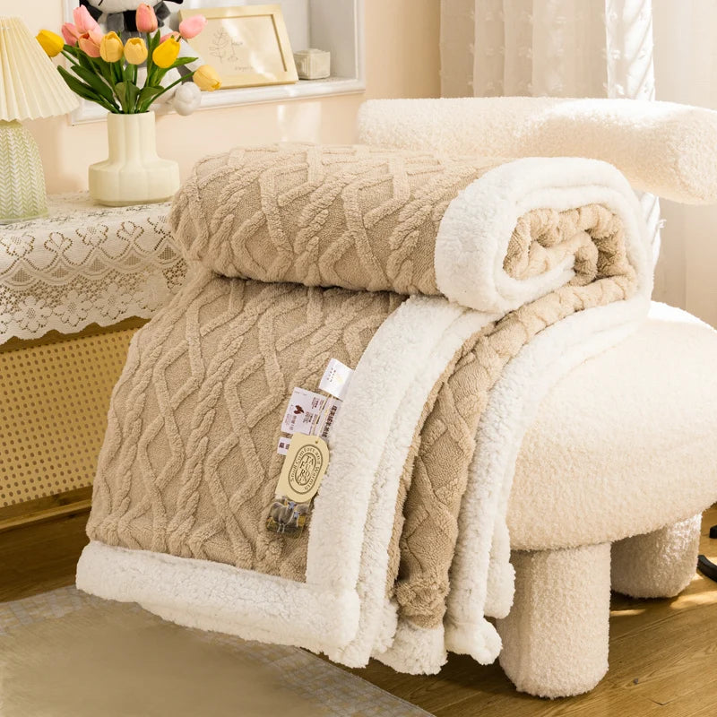 Warme wollen Sherpa dikke dekens Pluizig zacht koraalfleece sprei op het bed Enkel Dubbel Winter Pluche Coraline Harige Gooi