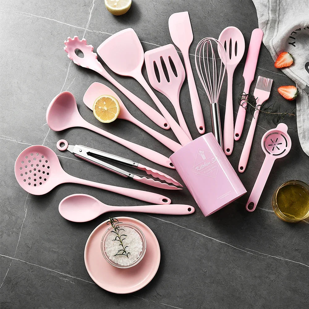 15-Piece Food-Grade Silicone Kitchen Utensil Set – Heat-Resistant, Nonstick Safe