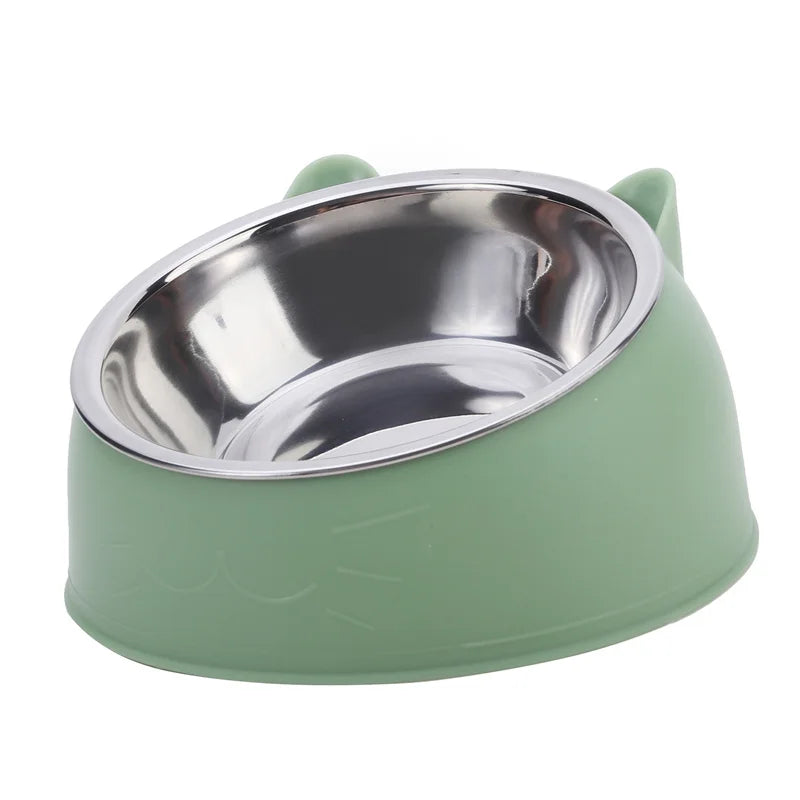 Tilted Pet Food Bowl – Creative Stainless Steel Cat & Dog Feeder