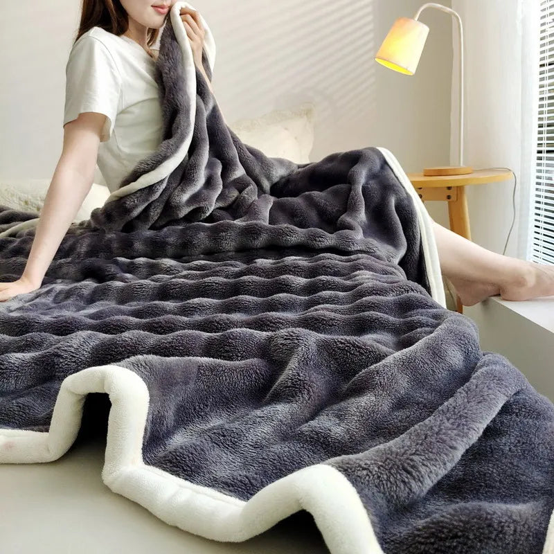 Effen kleur flanel konijnenbont deken dutje hoes deken zachte bankdeken koraal fleece hoes voor slaapkamer fabrikant groothandel