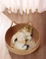 Puur natuurlijk geweven kattenbed, seizoensverwarmingskussen, universeel wasbaar kussen, accessoire voor dierbenodigdheden, geschikt voor alle seizoenen.