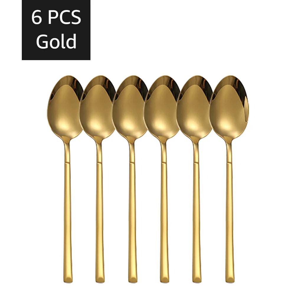30-Piece Gold Stainless Steel Cutlery Set – Service for 6, Dishwasher Safe