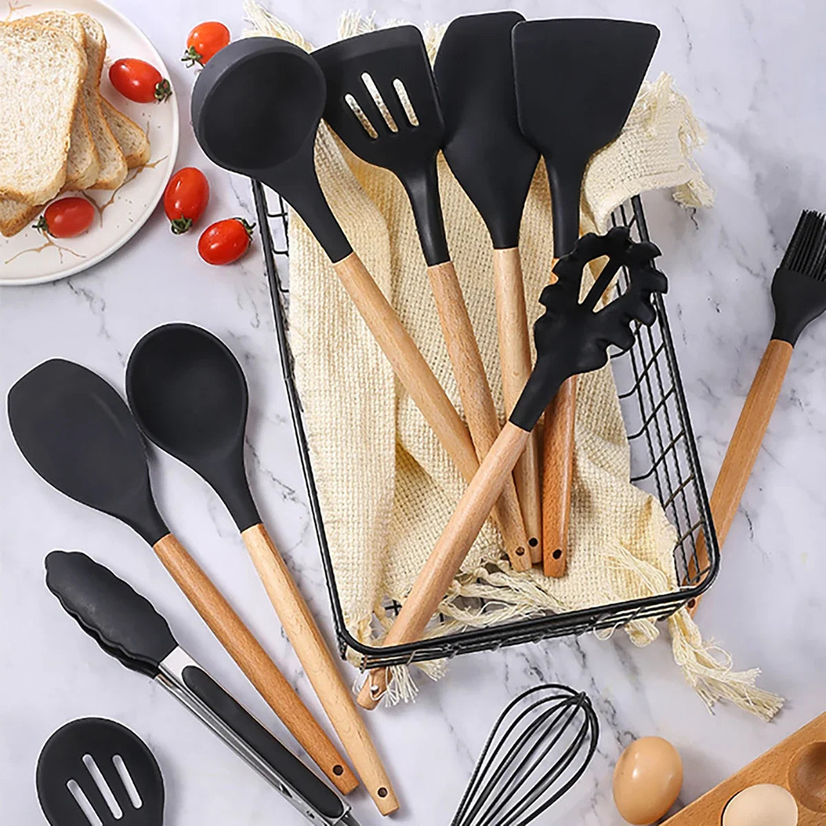 12-Piece Silicone Kitchen Utensil Set – Heat-Resistant & Nonstick Safe