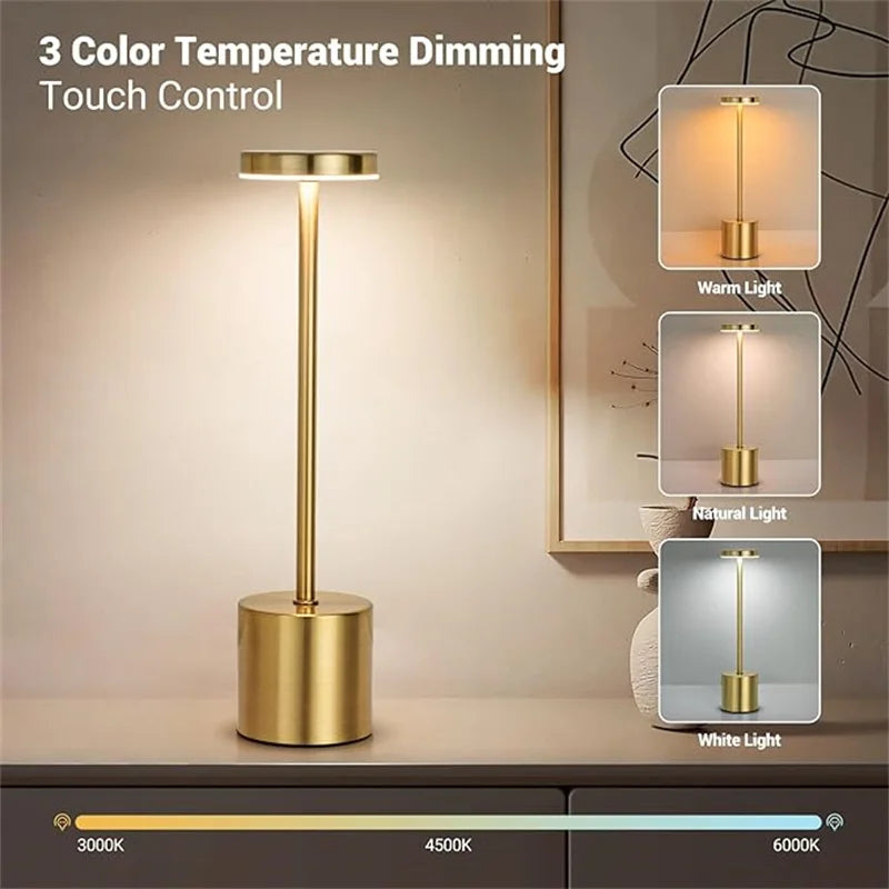 Klassieke tafellamp USB oplaadbaar nachtlampje Traploos dimmen Touch bureaulamp 3 kleuren bedlampje Hotelbar decoratie