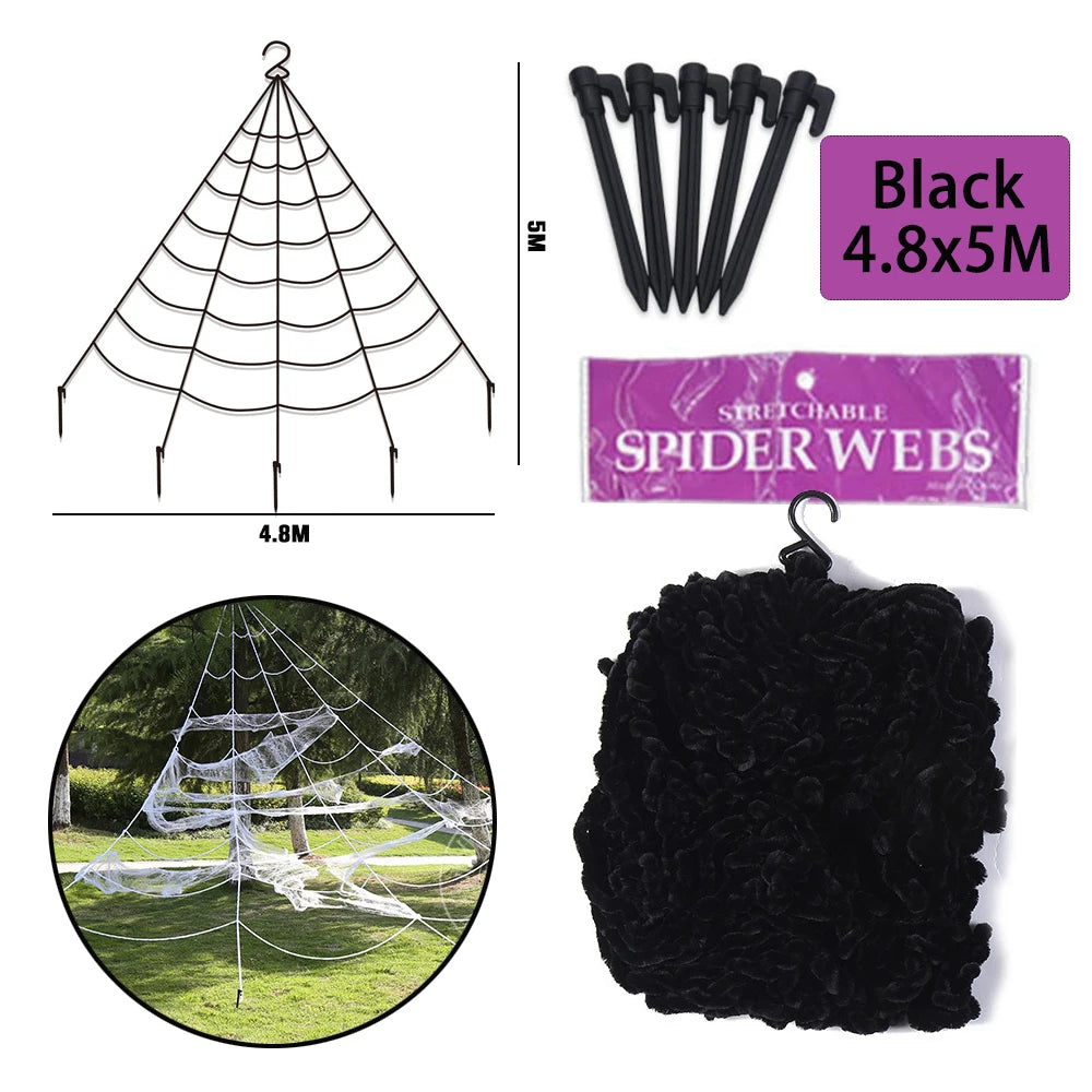 Halloween Spider Web Black Fake Outdoor Decoration Supplies Props Day of The Dead Horror Hallowen Home Decor Realistic Spider