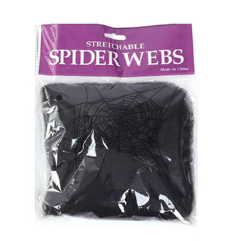 Halloween Spider Web Black Fake Outdoor Decoration Supplies Props Day of The Dead Horror Hallowen Home Decor Realistic Spider
