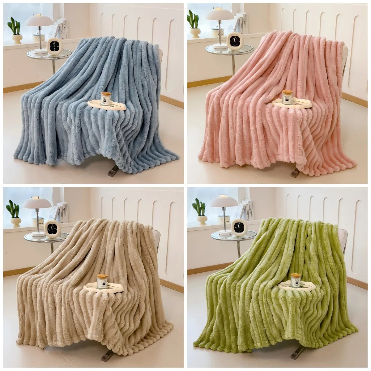 Thickened Solid / Striped Multifunctional Blanket – Bed Cover, Throw, Pet Blanket