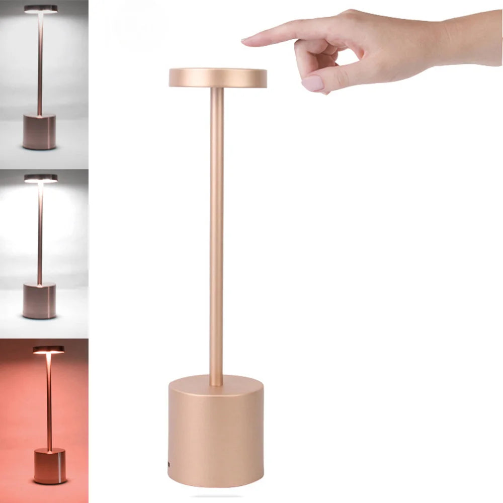 Klassieke tafellamp USB oplaadbaar nachtlampje Traploos dimmen Touch bureaulamp 3 kleuren bedlampje Hotelbar decoratie