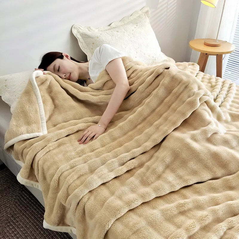 Effen kleur flanel konijnenbont deken dutje hoes deken zachte bankdeken koraal fleece hoes voor slaapkamer fabrikant groothandel