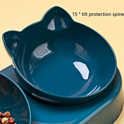 3-in-1 Tilted Pet Feeder & Gravity Water Dispenser – Food + Water Bowl Set with Neck Protection Design