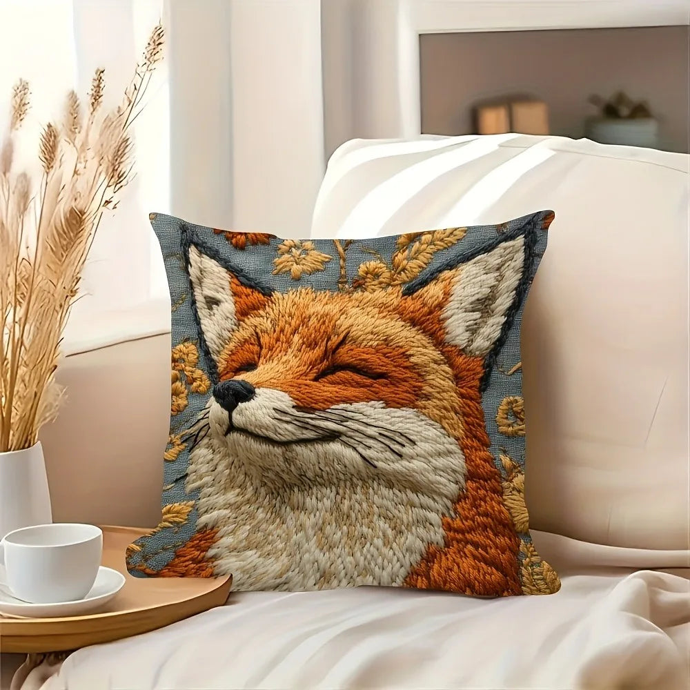 Fox printed pillowcase: comfortable and cute home decoration sofa cushion cover, home decoration, 2D printing