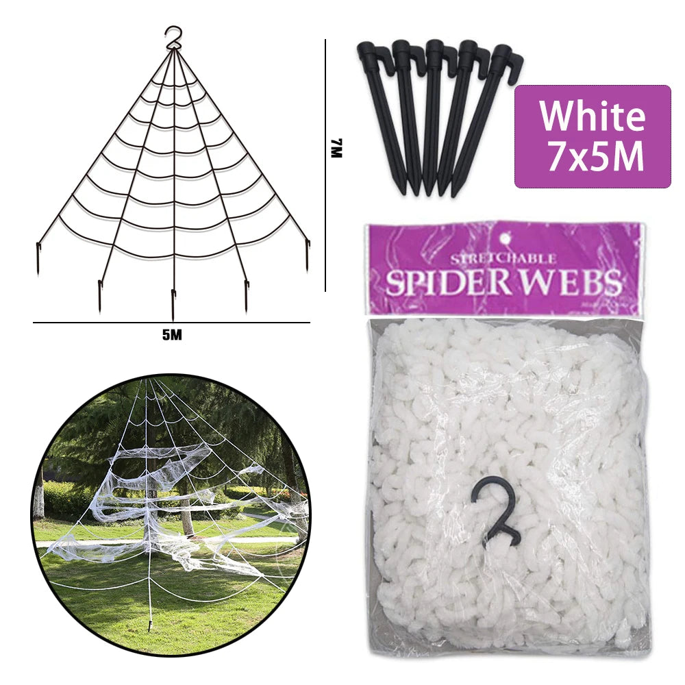 Halloween Spider Web Black Fake Outdoor Decoration Supplies Props Day of The Dead Horror Hallowen Home Decor Realistic Spider