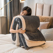 Wollen deken Warm houden Winterbeddekens Dubbelzijdig Queen Dekbedovertrek Camping Tweepersoonsbedovertrek Sprei op het bed