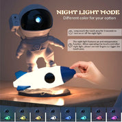 Rocket Astronaut Galaxy Projector Night Light Lamp And 12 Film Starry Sky Astronaut Porjectors Lamp Planetarium For Kids Bedroom