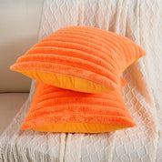 Nep konijnenbont vierkante kussenhoes grote dikke gestreepte superzachte effen kleur kussensloop 24×24 inch bank decor kussenhoezen