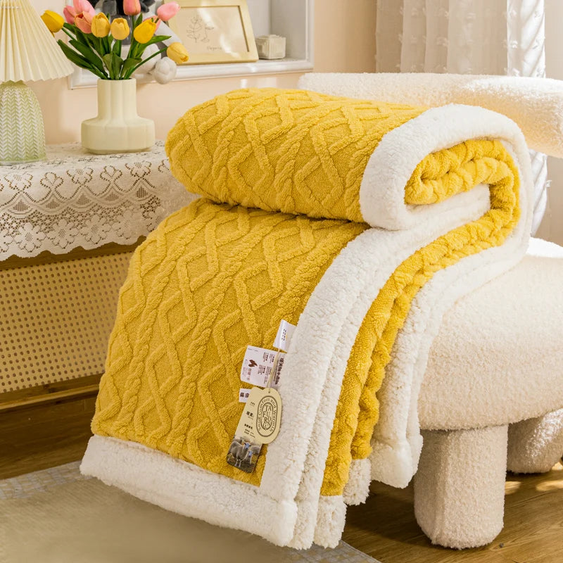 Warme wollen Sherpa dikke dekens Pluizig zacht koraalfleece sprei op het bed Enkel Dubbel Winter Pluche Coraline Harige Gooi