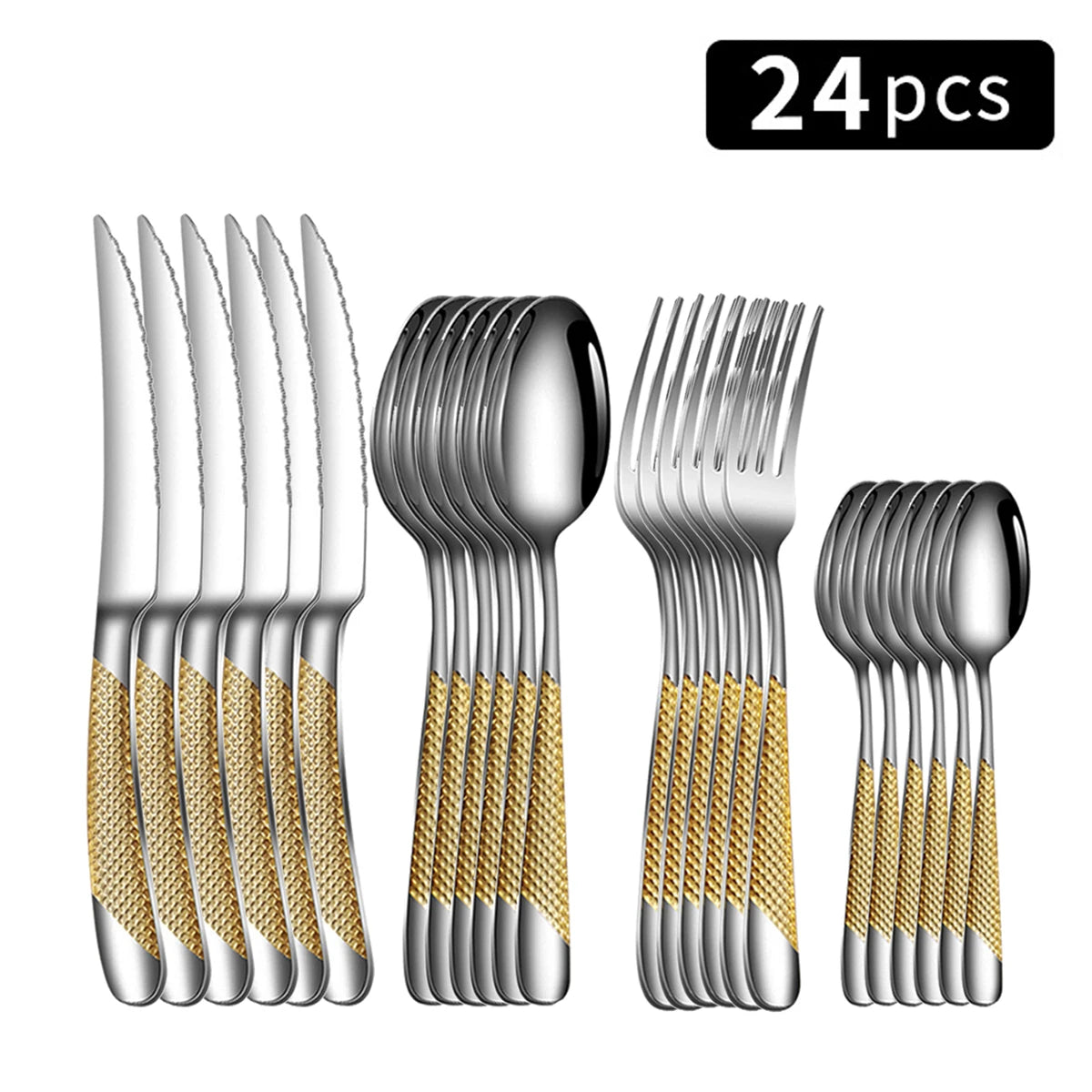 24-Piece Stainless Steel Flatware Set – Complete Family Cutlery Service