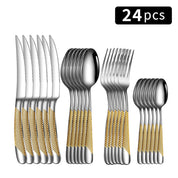 24-Piece Stainless Steel Flatware Set – Complete Family Cutlery Service