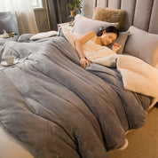Wollen deken Warm houden Winterbeddekens Dubbelzijdig Queen Dekbedovertrek Camping Tweepersoonsbedovertrek Sprei op het bed