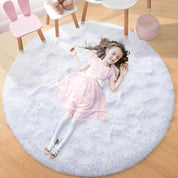 Fluffy Round Rug Black Rug For Bedroomfuzzy Kids Room Carpet Shaggy Living Room Sofa Area Rug Soft Nursery Floor Mat Home Decor