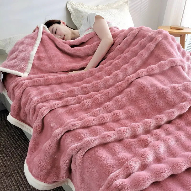 Effen kleur flanel konijnenbont deken dutje hoes deken zachte bankdeken koraal fleece hoes voor slaapkamer fabrikant groothandel