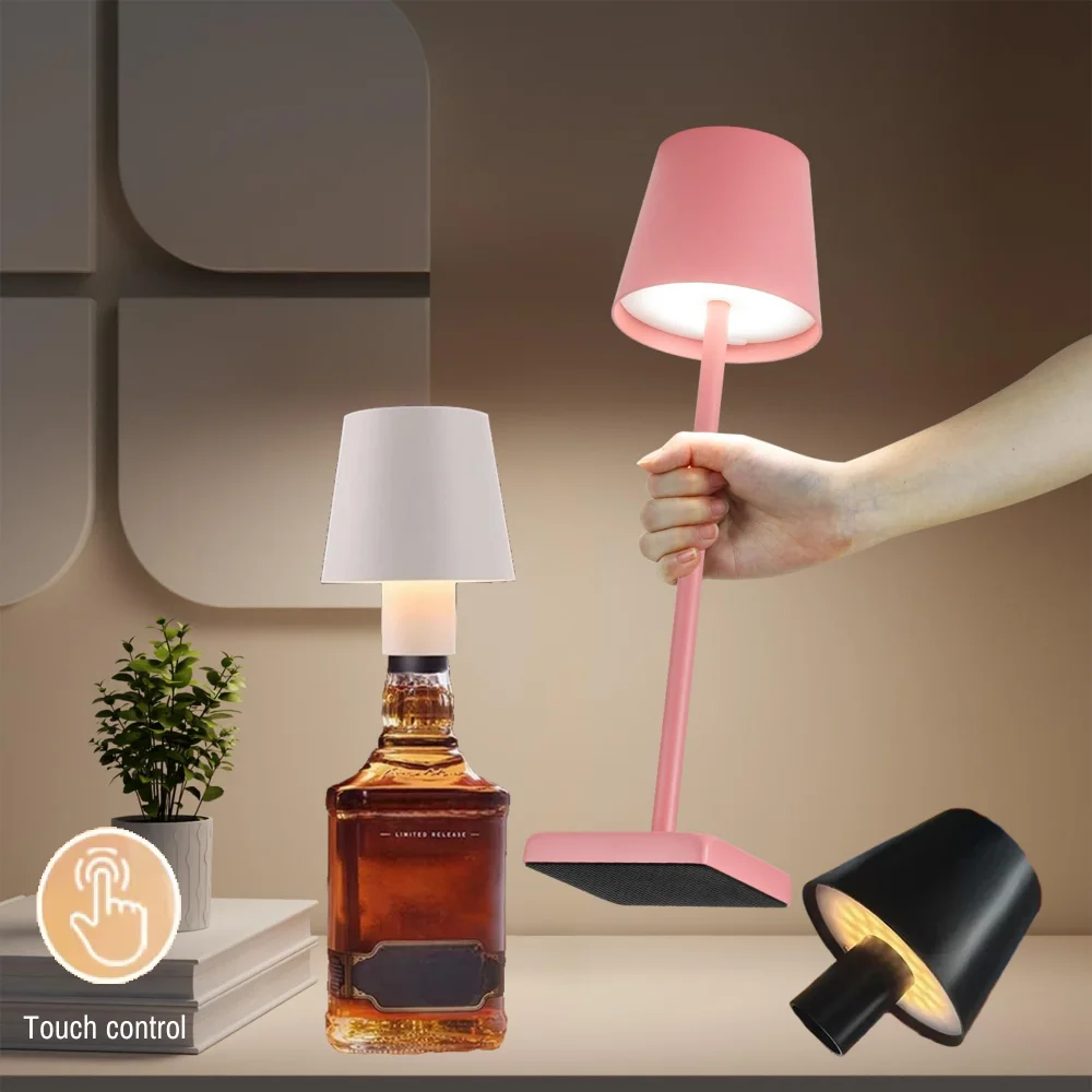 Draadloze touch LED-oplaadtafellamp met dimming op 3 niveaus, geschikt voor nachtkastje, eetkamer, bar en desktopdecoratie