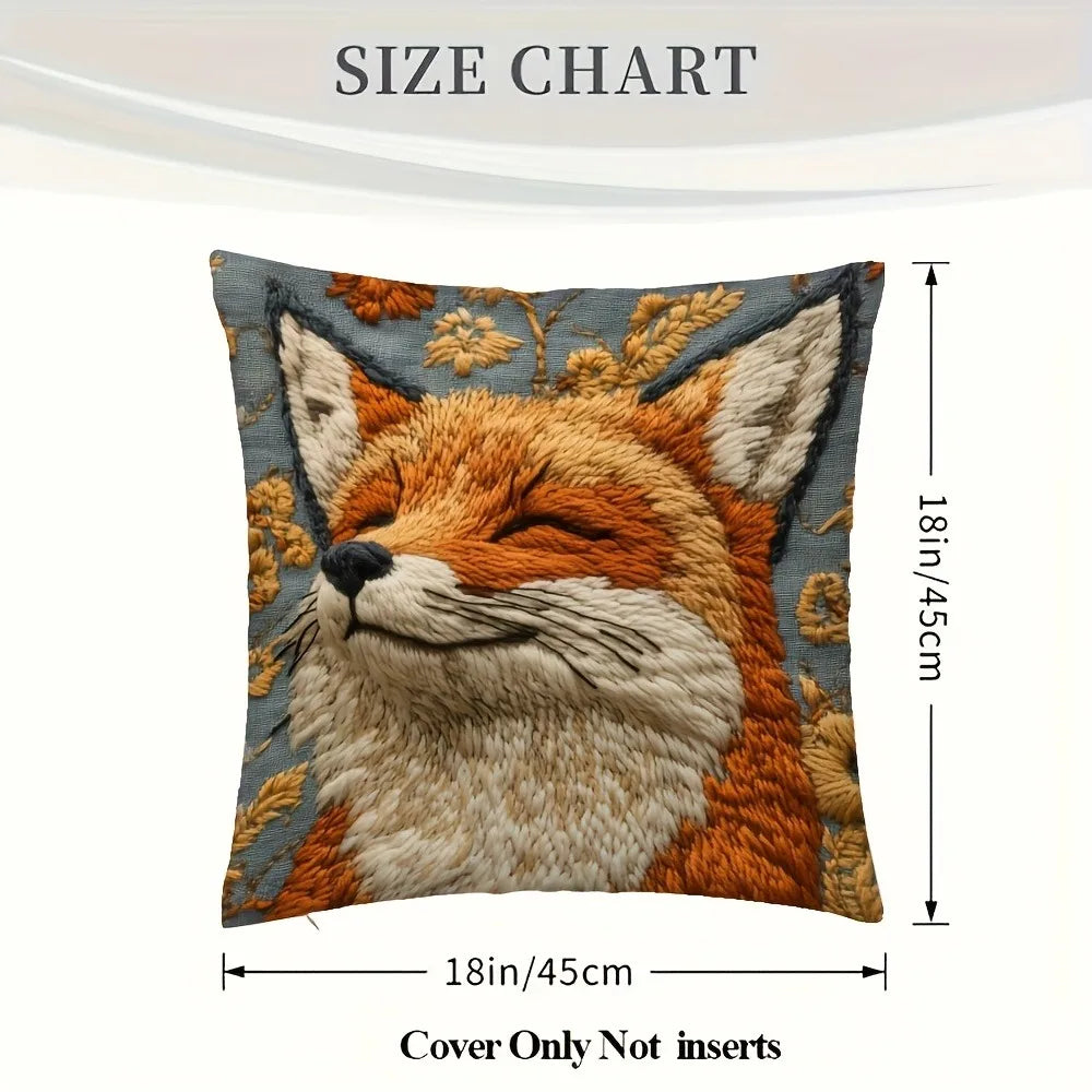 Fox printed pillowcase: comfortable and cute home decoration sofa cushion cover, home decoration, 2D printing