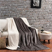 Wollen deken Warm houden Winterbeddekens Dubbelzijdig Queen Dekbedovertrek Camping Tweepersoonsbedovertrek Sprei op het bed