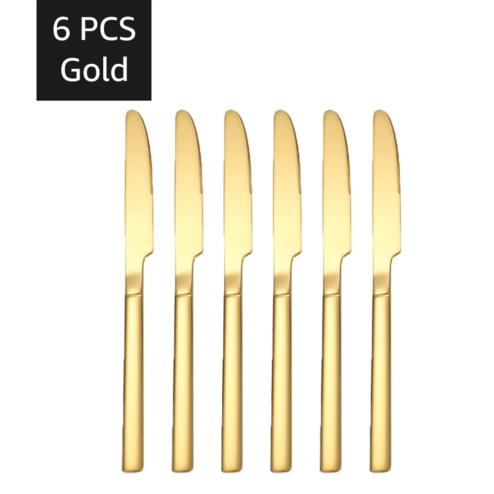 30-Piece Gold Stainless Steel Cutlery Set – Service for 6, Dishwasher Safe