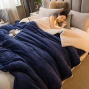 Wollen deken Warm houden Winterbeddekens Dubbelzijdig Queen Dekbedovertrek Camping Tweepersoonsbedovertrek Sprei op het bed
