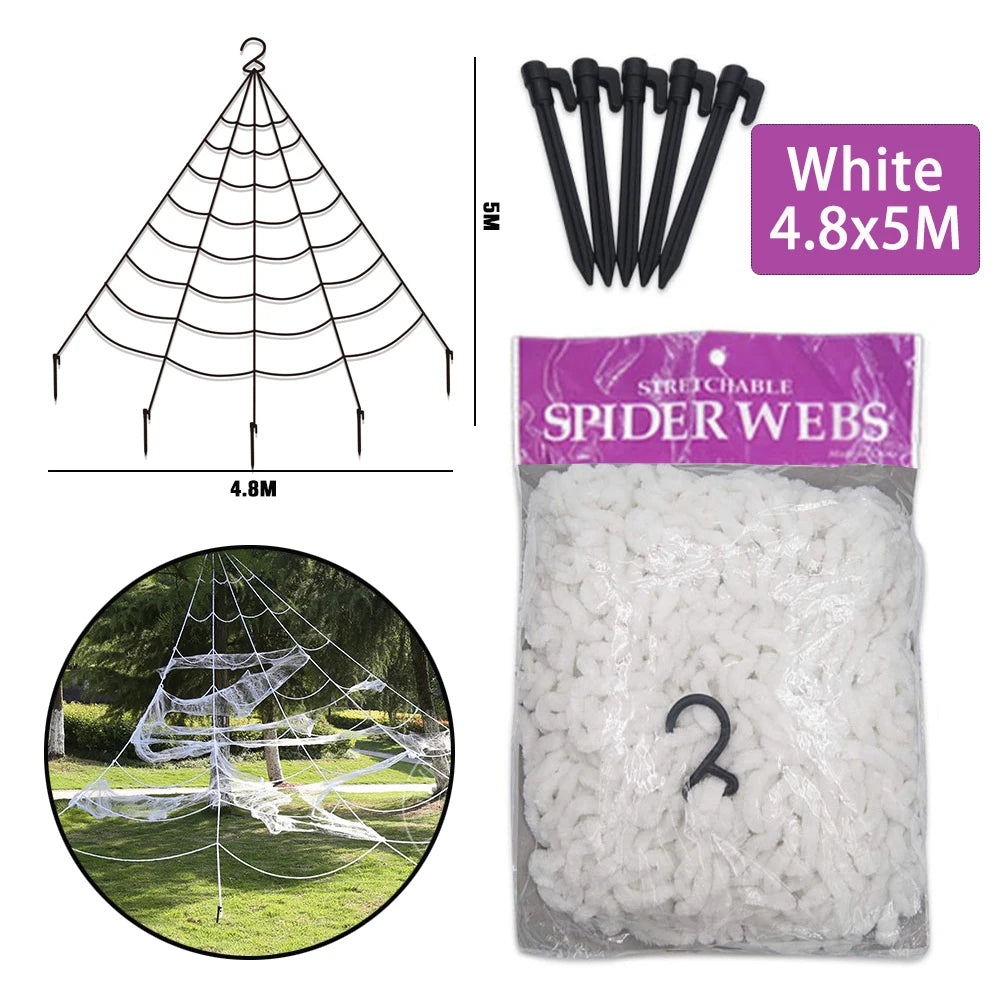 Halloween Spider Web Black Fake Outdoor Decoration Supplies Props Day of The Dead Horror Hallowen Home Decor Realistic Spider