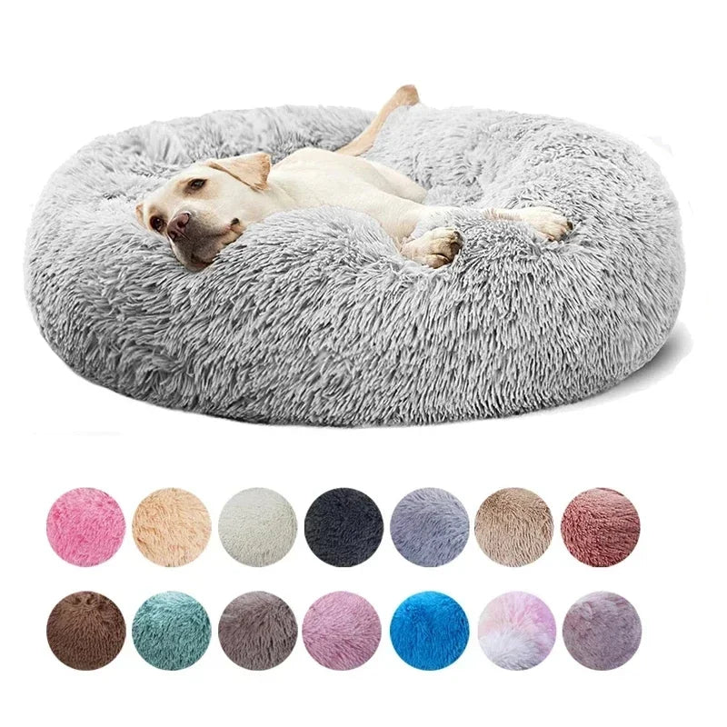 Super Soft Plush Donut Pet Bed – Washable Calming Cat & Dog Bed