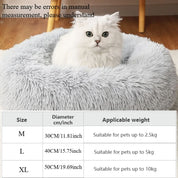 Super Soft Striped Plush Donut Pet Bed – Washable Comfort Nest for Cats & Dogs