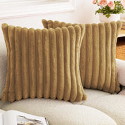 Nep konijnenbont vierkante kussenhoes grote dikke gestreepte superzachte effen kleur kussensloop 24×24 inch bank decor kussenhoezen