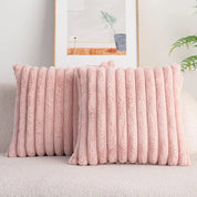 Nep konijnenbont vierkante kussenhoes grote dikke gestreepte superzachte effen kleur kussensloop 24×24 inch bank decor kussenhoezen