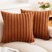 Nep konijnenbont vierkante kussenhoes grote dikke gestreepte superzachte effen kleur kussensloop 24×24 inch bank decor kussenhoezen