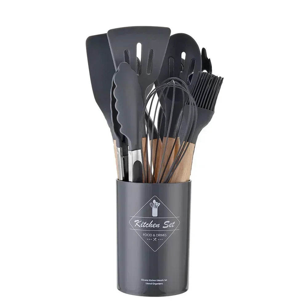 12-Piece Food-Grade Silicone Kitchen Utensil Set – Heat-Resistant & Nonstick
