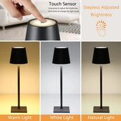 Draadloze touch LED-oplaadtafellamp met dimming op 3 niveaus, geschikt voor nachtkastje, eetkamer, bar en desktopdecoratie