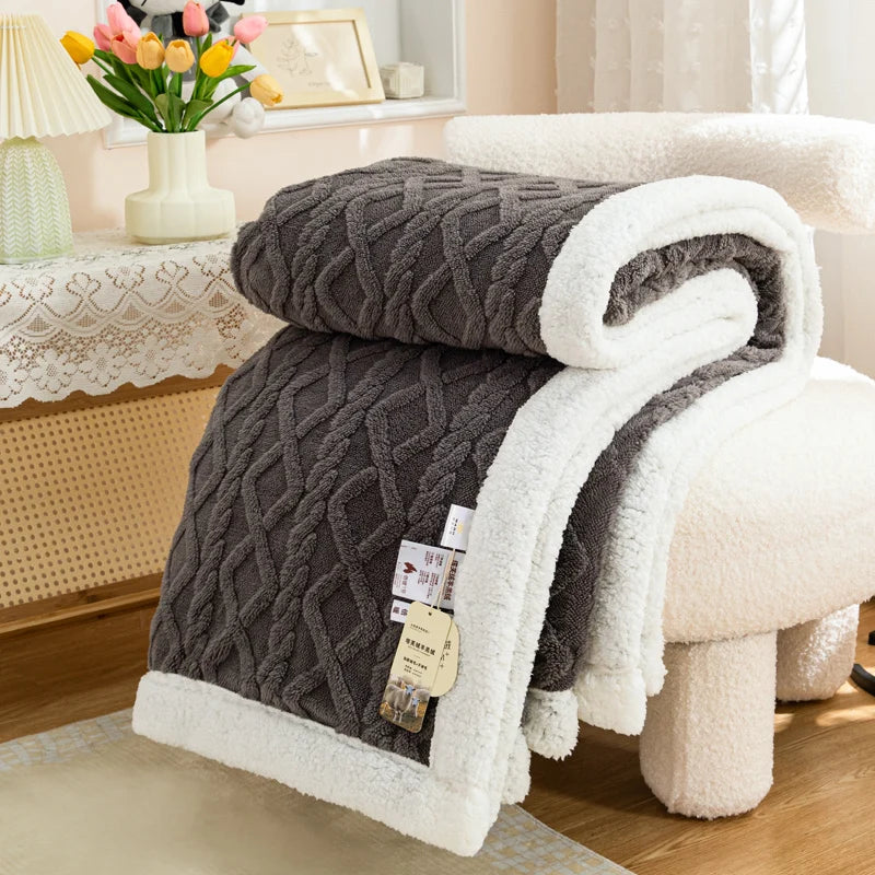 Warme wollen Sherpa dikke dekens Pluizig zacht koraalfleece sprei op het bed Enkel Dubbel Winter Pluche Coraline Harige Gooi