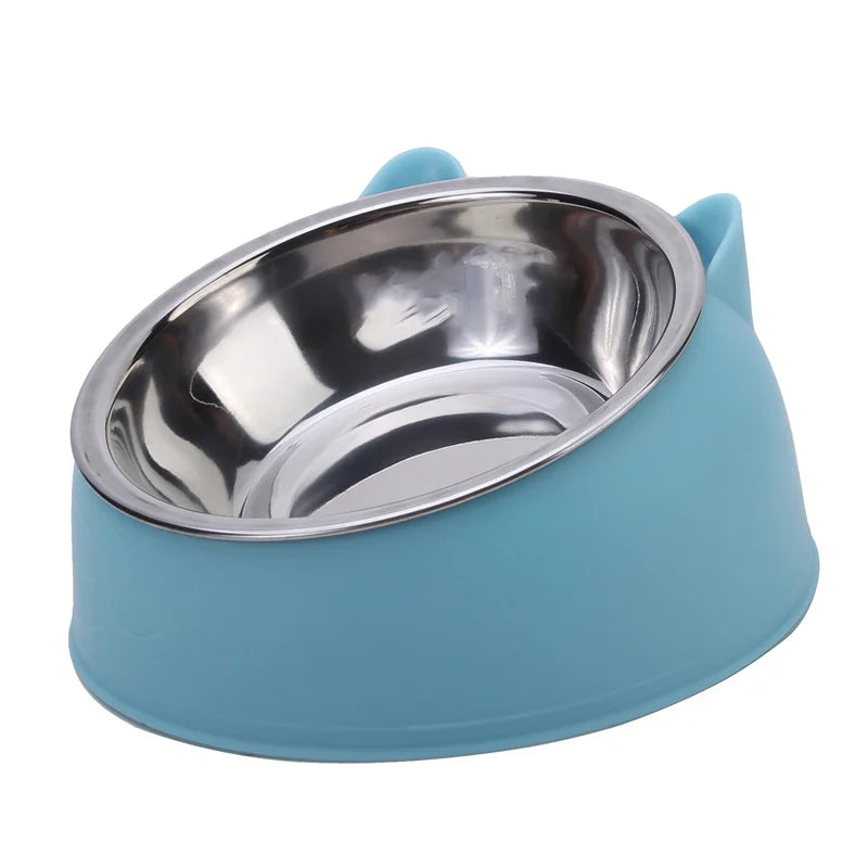 Tilted Pet Food Bowl – Creative Stainless Steel Cat & Dog Feeder