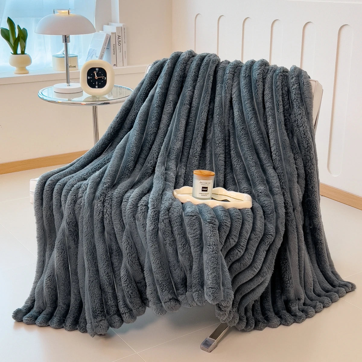 Thickened Solid / Striped Multifunctional Blanket – Bed Cover, Throw, Pet Blanket