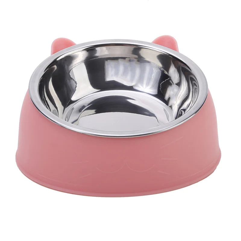Tilted Pet Food Bowl – Creative Stainless Steel Cat & Dog Feeder