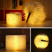 Foldable Wooden Book Lamp – USB Rechargeable LED Night Light with Warm Glow