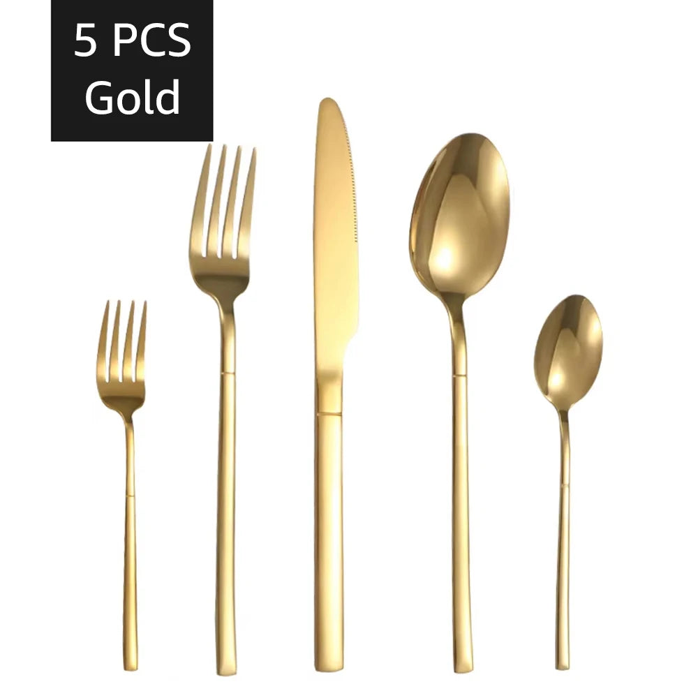 30-Piece Gold Stainless Steel Cutlery Set – Service for 6, Dishwasher Safe