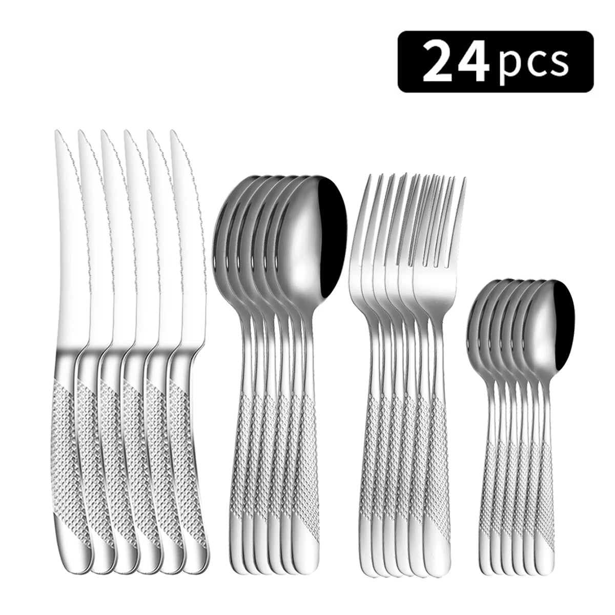 24-Piece Stainless Steel Flatware Set – Complete Family Cutlery Service